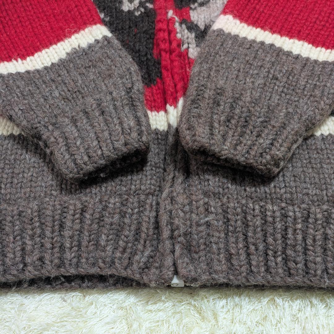 LONGHOUSE カナダ製 カウチンセーター ベアモチーフ ウール M〜L相当