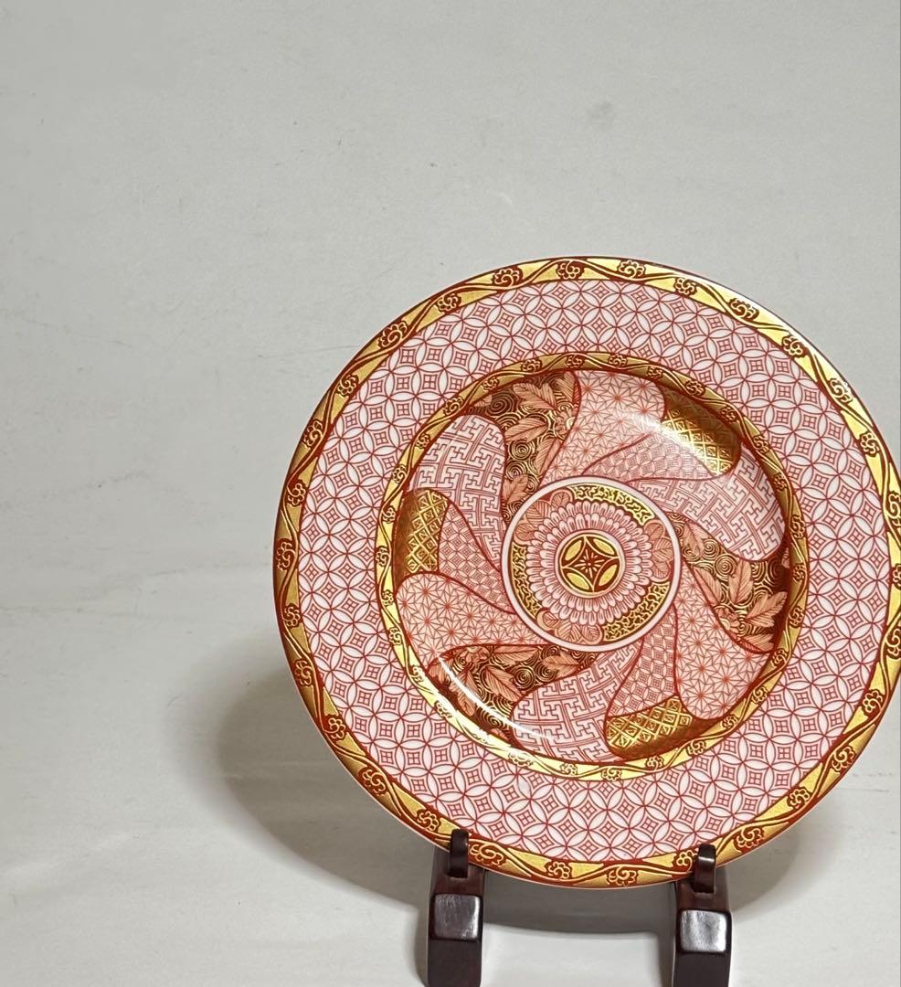 九谷焼　赤絵皿　武山窯　福島武山