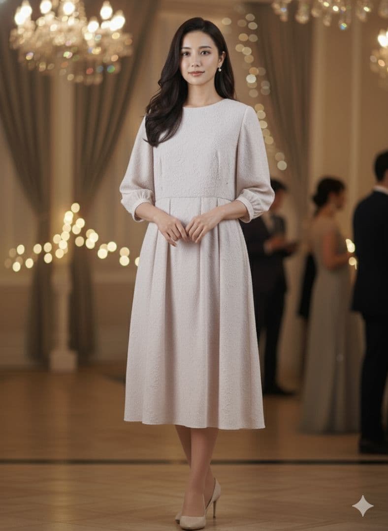 未使用(13) 東京ソワール RIFANNE カットジャガードドレスワンピース