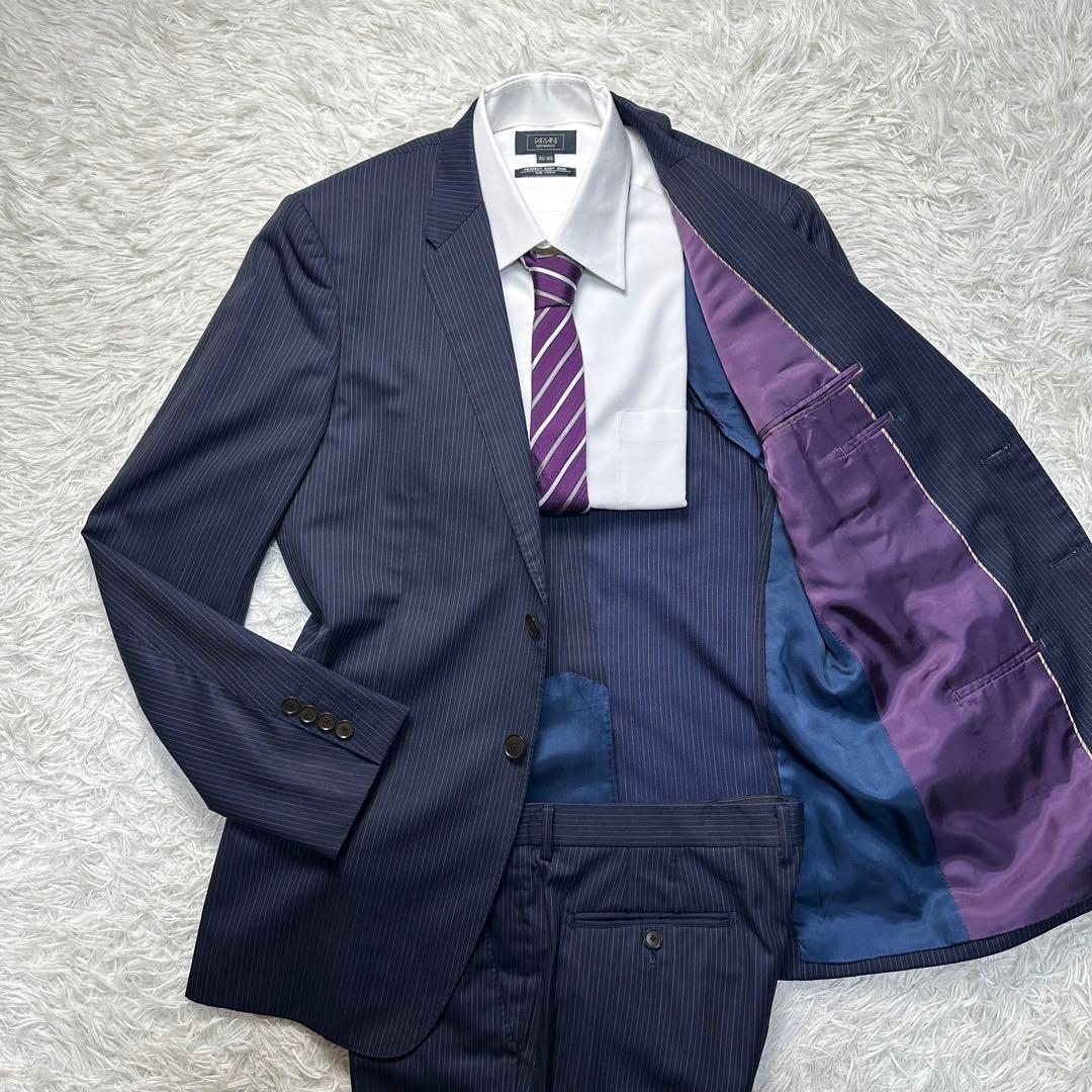 現行 美品 ポールスミス マルチカラー 2トーン ネイビー ストライプ XL