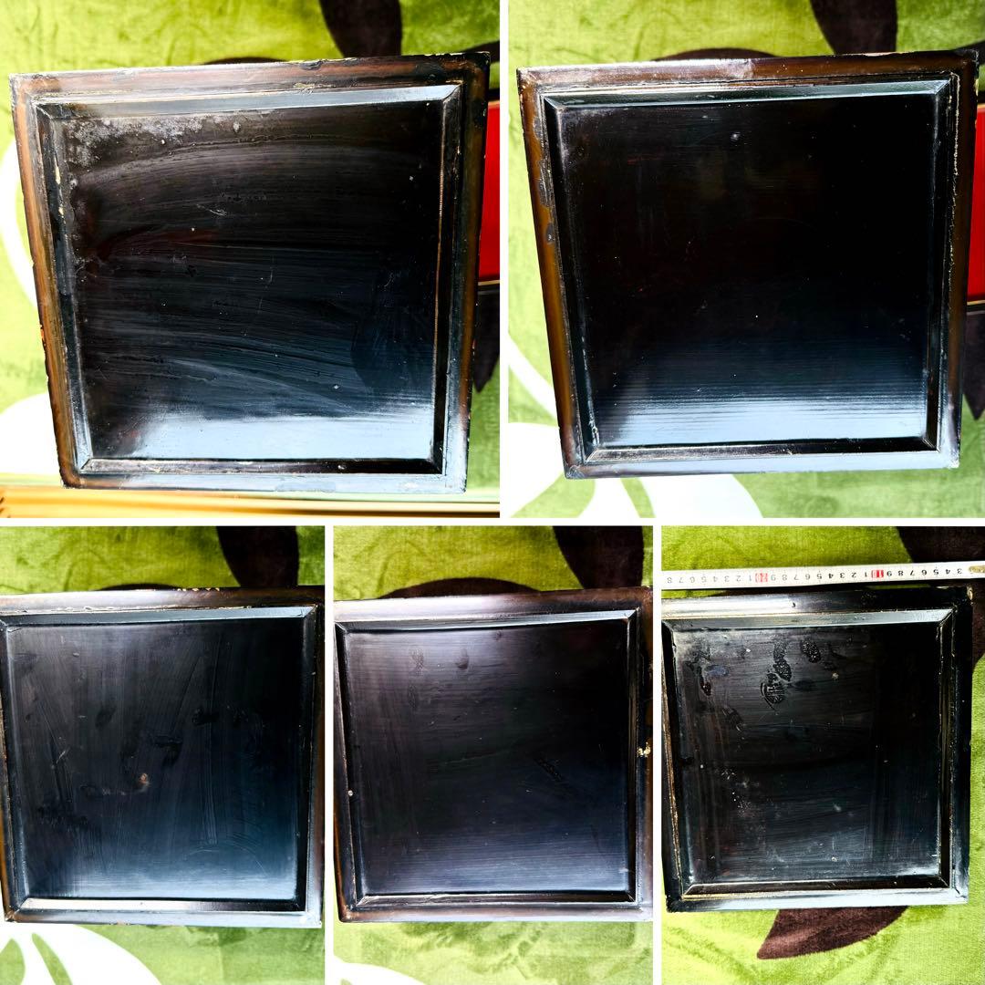 漆器　輪島塗　沈金　蒔絵　螺鈿　木製　五段　重箱　時代品