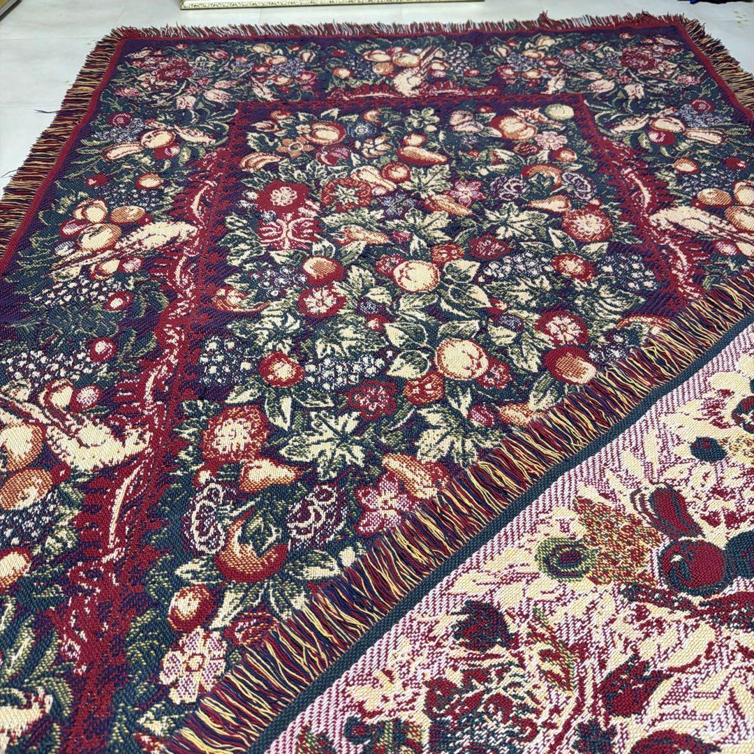 花　果物　マルチカバー　ソファカバー　ヴィンテージラグ　183x122