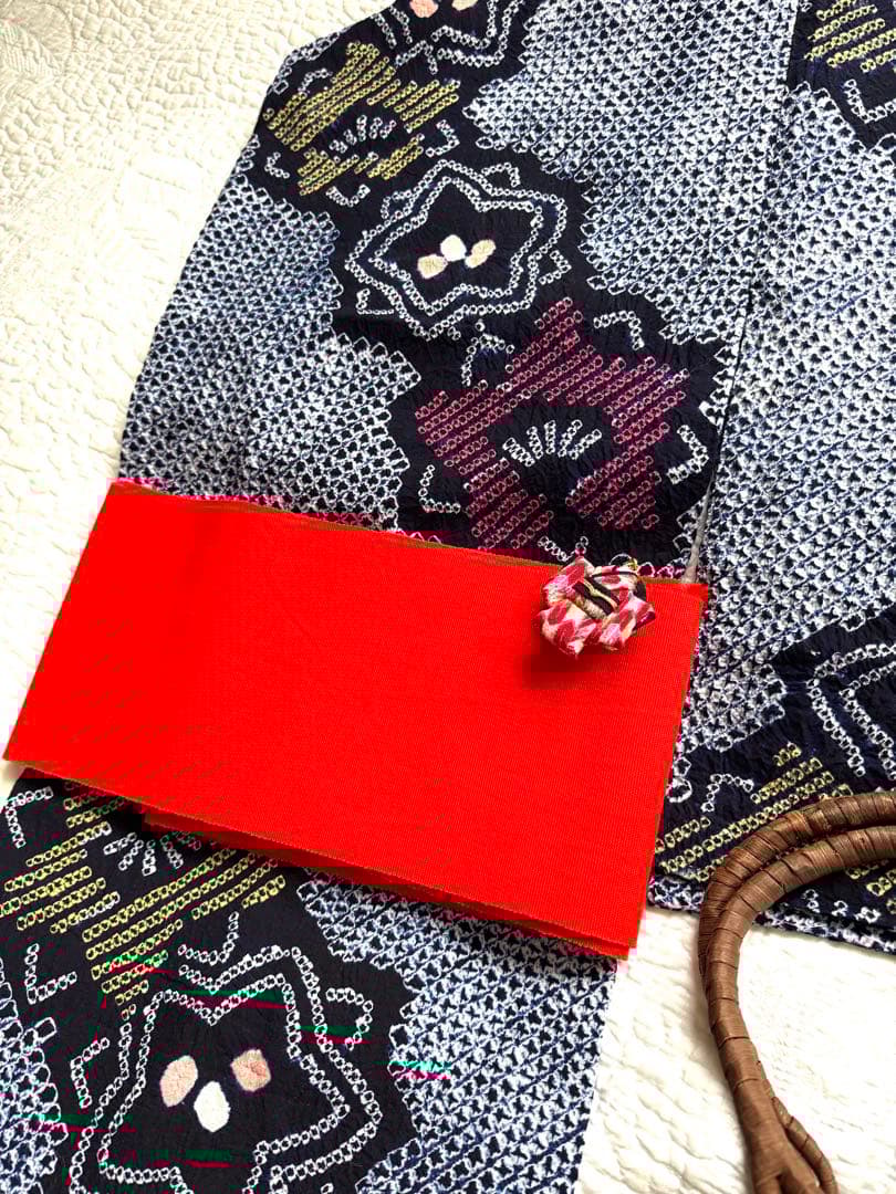 粋な大人の浴衣◆有松絞り 精巧な桔梗紋繋ぎ