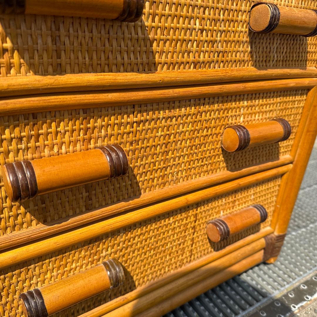 レトロ　ラタン製 10引き出しチェスト