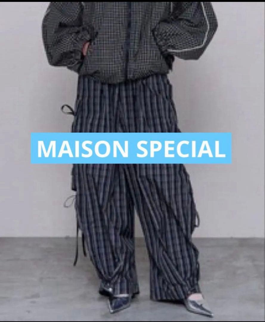 メゾンスペシャル Ribbon Design Cargo Pants チェック