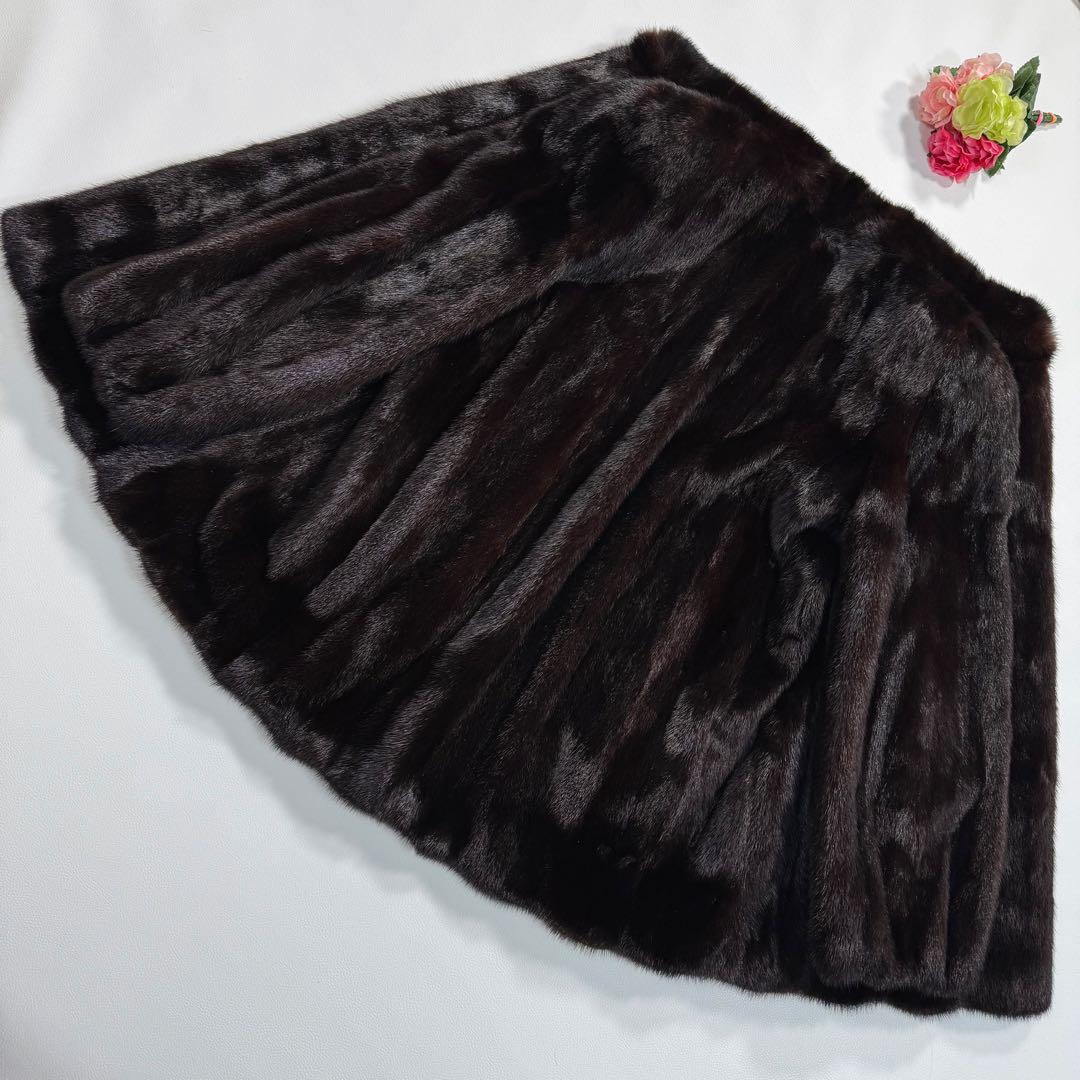 エンバ ブラックグラマ 本毛皮 ファーコート ハーフコート なめし柔らか 艶◎