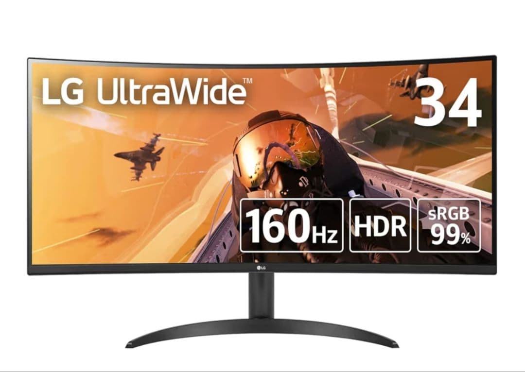 最安34インチ湾曲型LG ゲーミングモニター 34WP60C-B ウルトラワイド