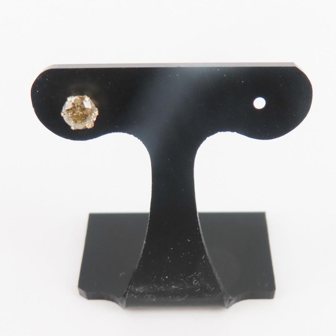 8*様 K18YG ダイヤモンド0.35ct 片耳ピアス　一粒ピアス　ブラウン系