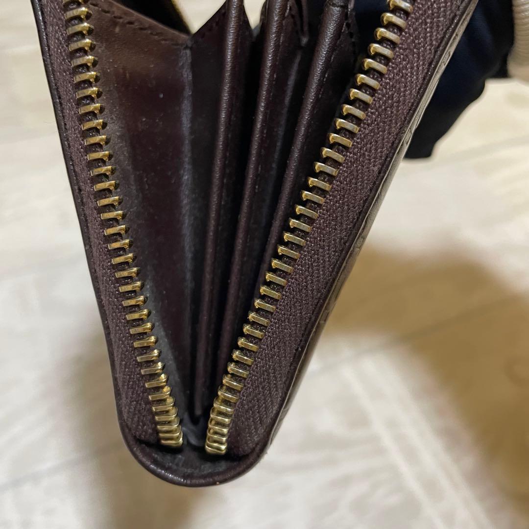 【極美品】GUCCI ダークブラウン ラウンドファスナー長財布