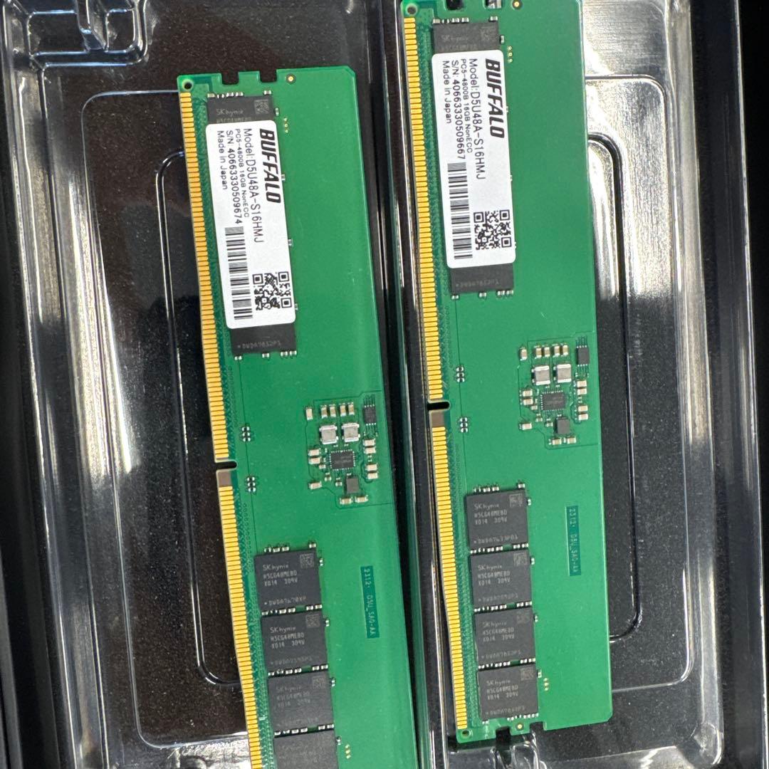 【中古】DDR5メモリ32GB(16GB2枚組) D5U48A-S16HMJ