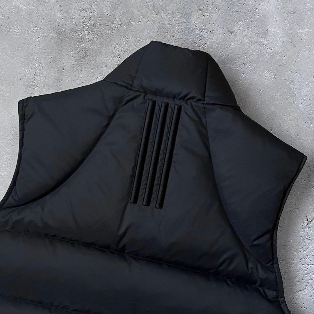 adidas 00s ダウンベスト オールブラック ドローコード Y2K テック
