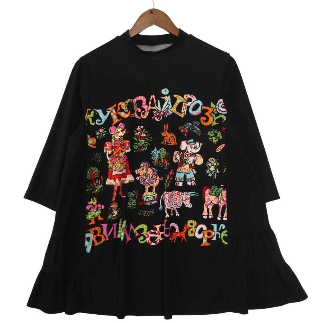 TOKUKO 1er Vol ティアード チュニック　長袖カットソー　総柄 M