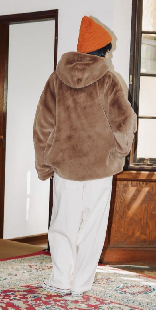 niko and… ベルベットファーフードブルゾン ブラウン L