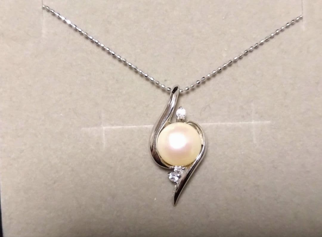ジュエリーツツミ K10ホワイトゴールド淡水パールネックレス