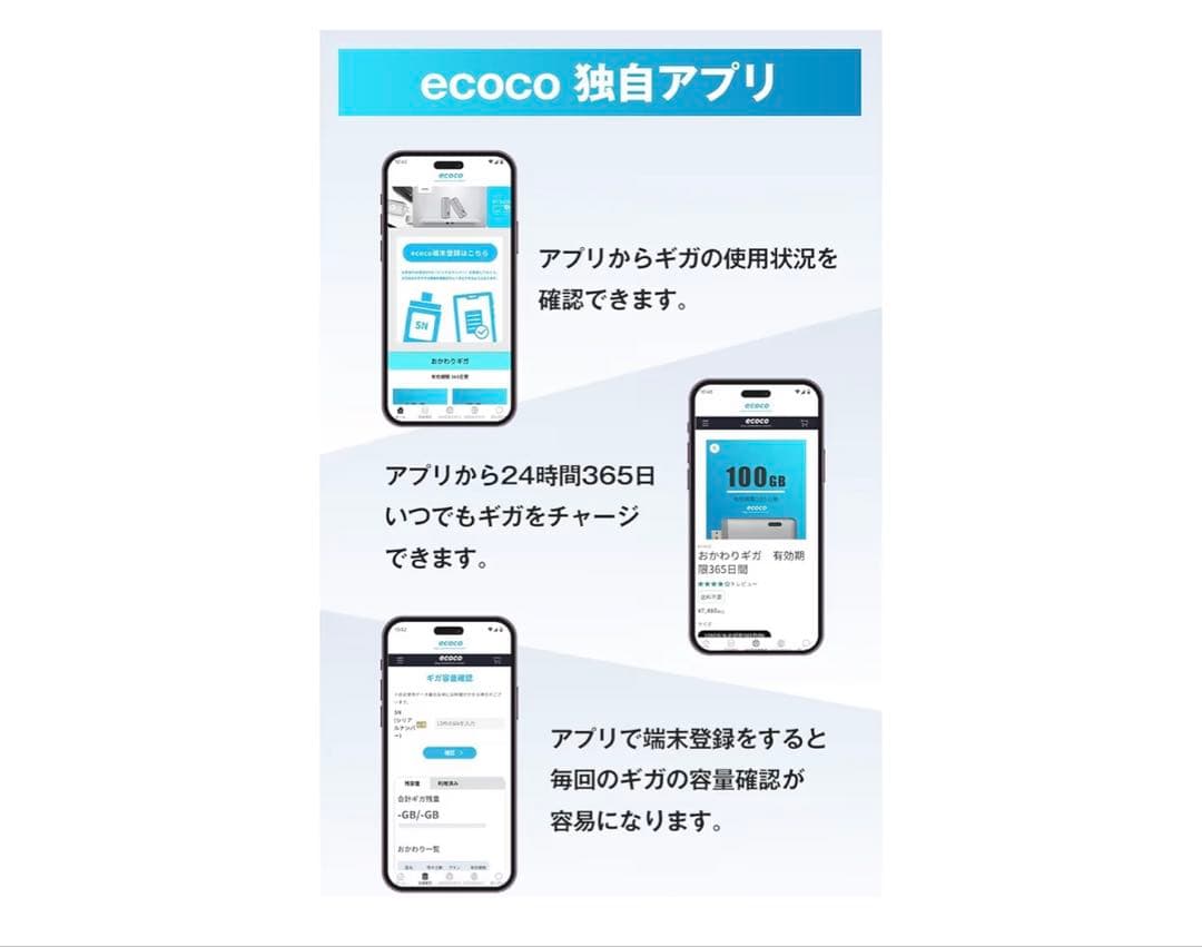 【未使用100G】ecocoポケットwifi 特典付き