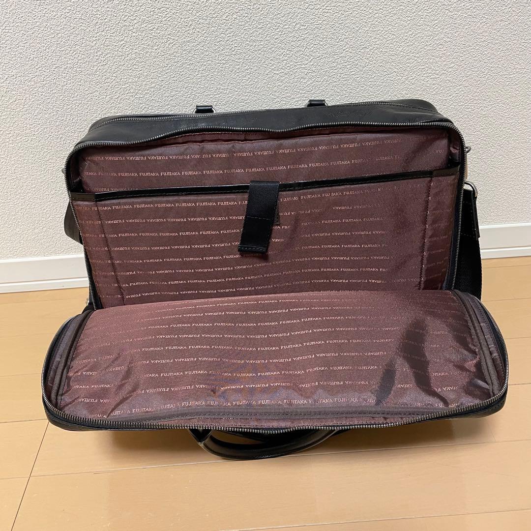 【美品】フジタカ ビジネスバッグ ブリーフケース レザー 2way 2層式 黒