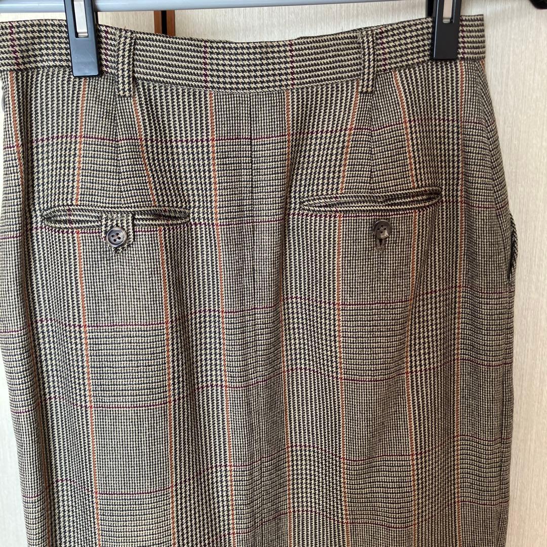 ブラウン チェック柄 テーラードジャケット スカートセット11号サイズ