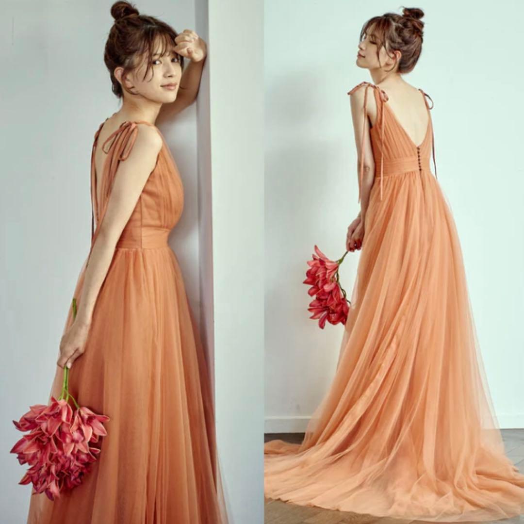 リボンショルダー Vネック テラコッタドレス W271TE