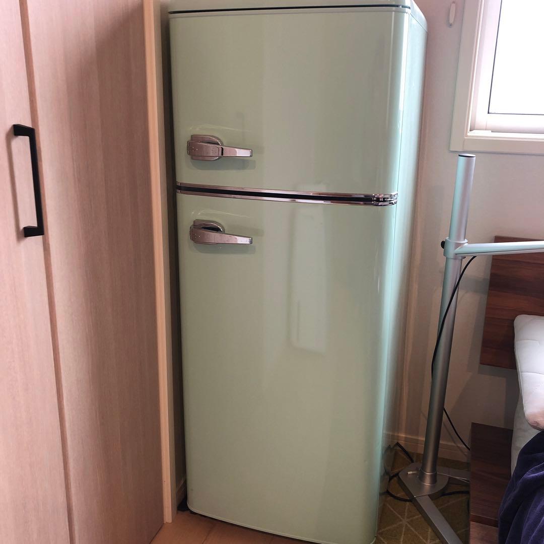 アイリスプラザ 114Lレトロ冷凍冷蔵庫 PRR-122D-LGライトグリーン色