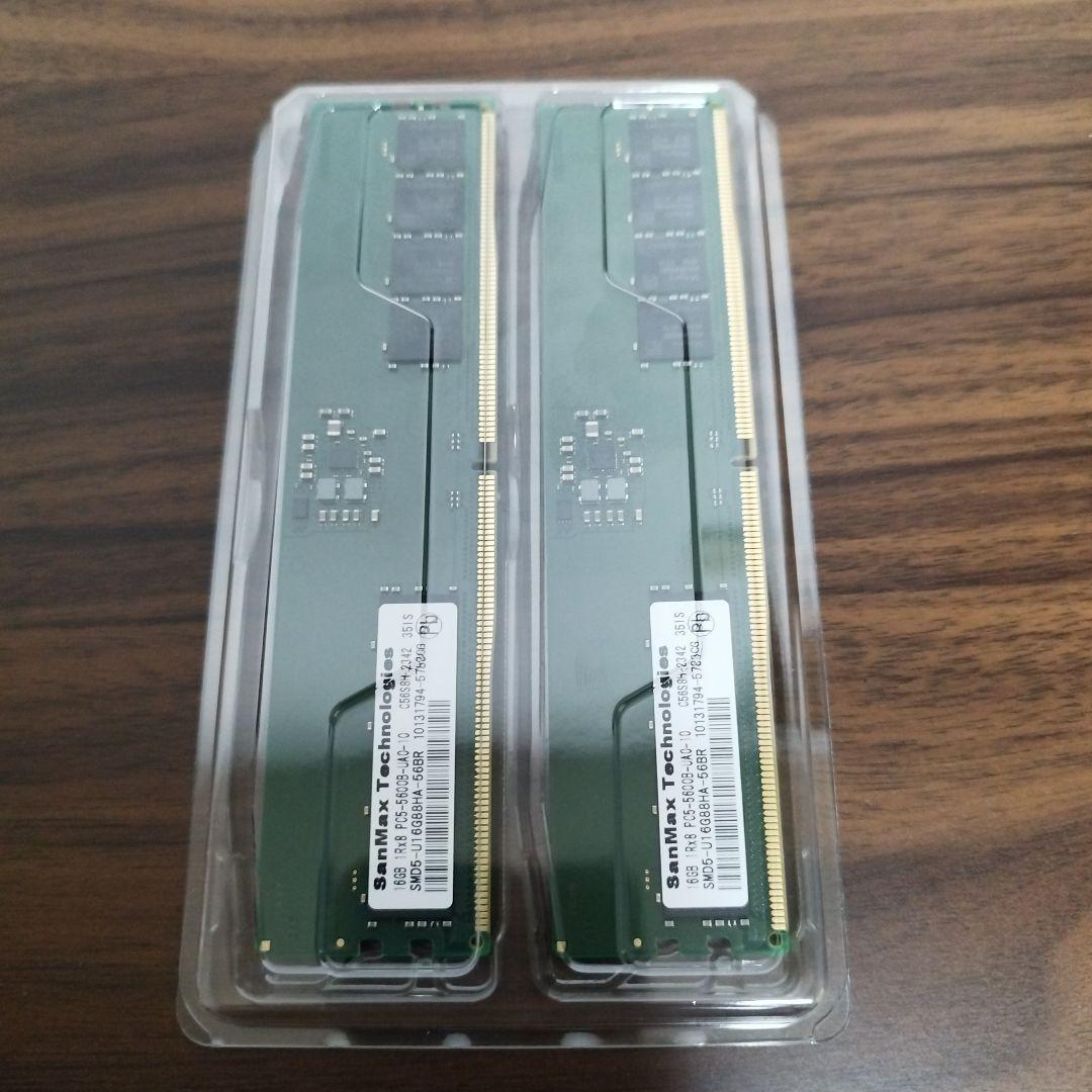 SanMax 32GB(16GB×2) DDR5 メモリー 2枚セット