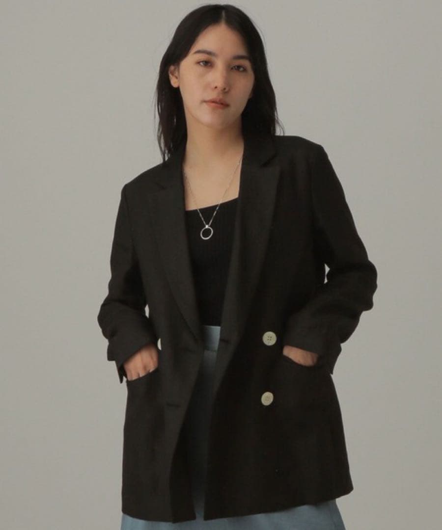 【新品❗️未使用❗️】chaos ヘリンボンリネンジャケット　ブラック