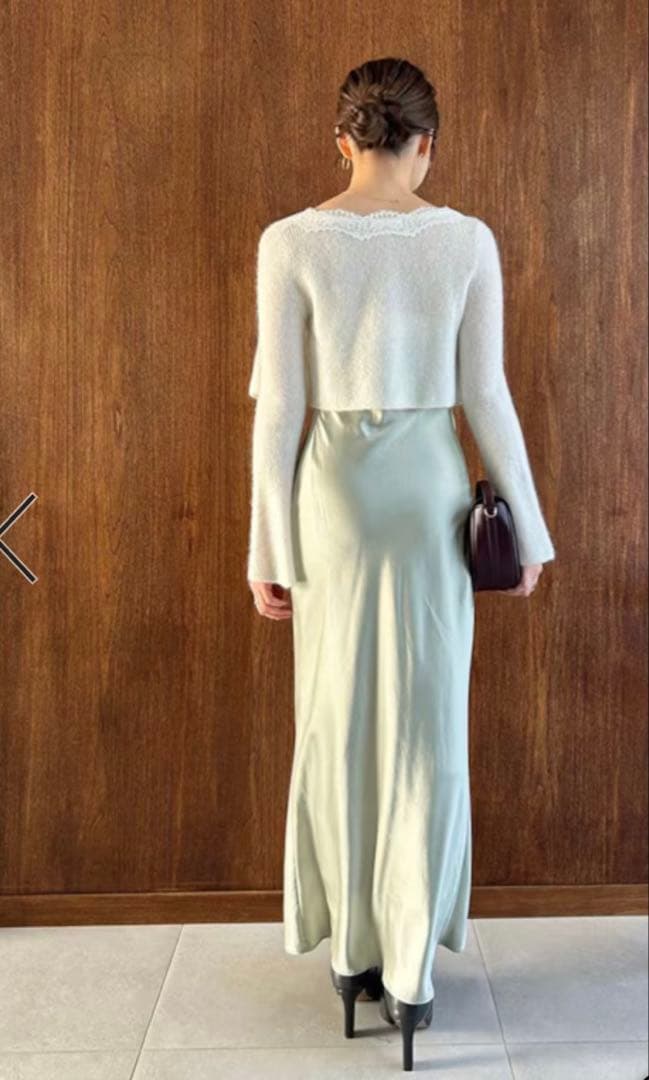 【らいむ】SNIDEL モヘヤカーディガン×サテンキャミ新品タグ付き