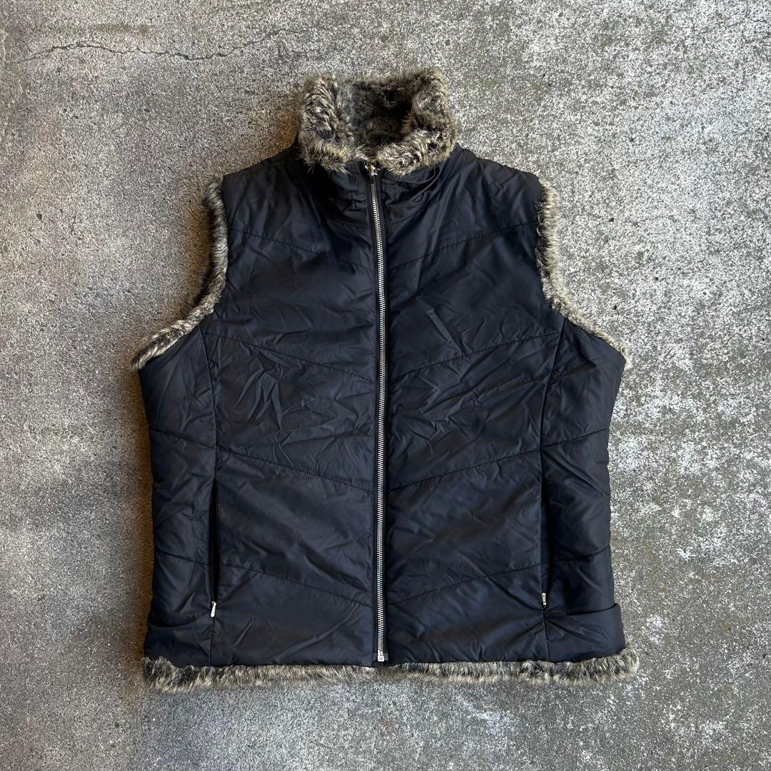 90s Vintage フェイクファー リバーシブルベスト Y2K アーカイブ