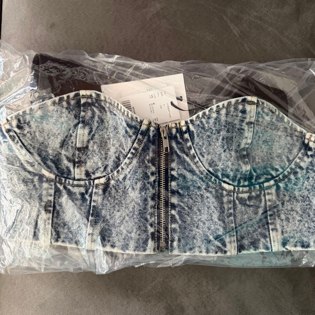【新品未使用】Ameri RIB MIX DENIM BUSTIER ビスチェ