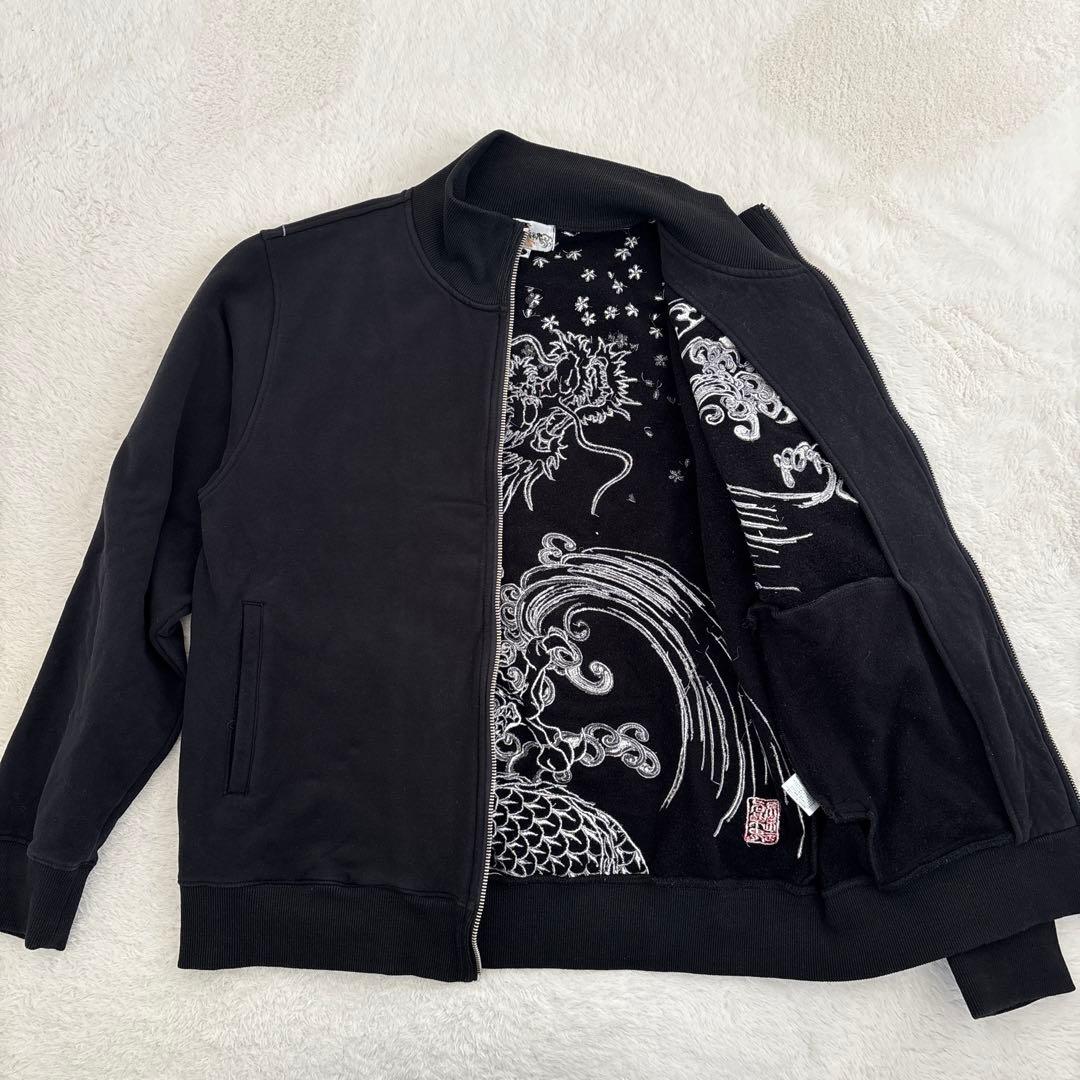 絡繰魂 224068 昇天龍×桜吹雪 刺繍 ジップアップ ジャージ スウェットL