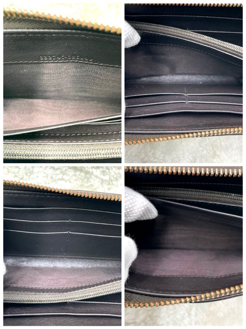 美品　グッチ GUCCI 長財布　L字ファスナー　シマ　ダークブラウン GG