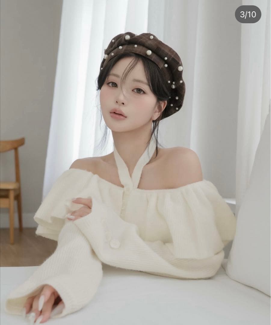 darich オフショルフリルニットワンピース　FREE-L ブラック