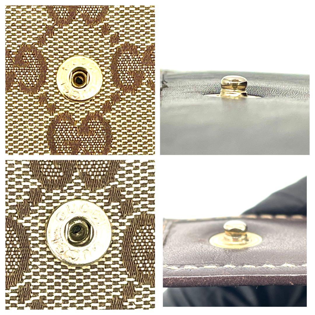 美品✨グッチ GGキャンバス 三角 ゴールドプレート Wホック 長財布 8カード