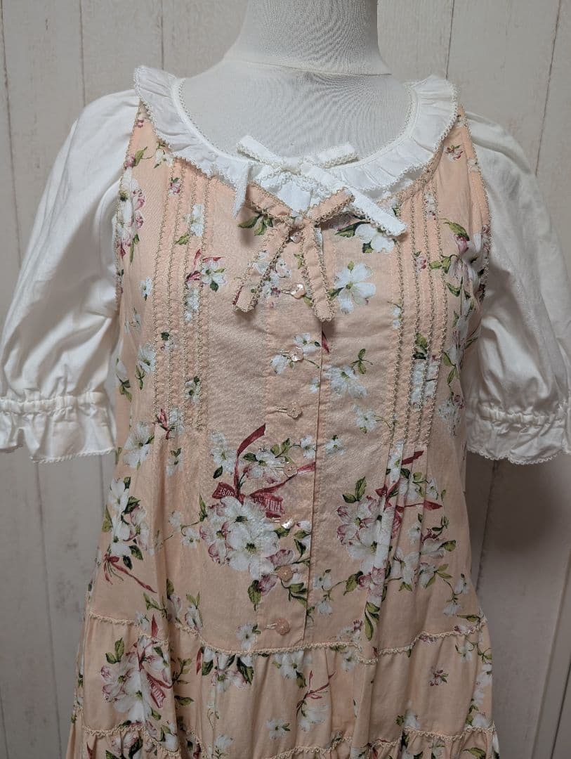 (未使用品タグ付き)ピンクハウス　ハナミズキ柄ノースリーブミディワンピース