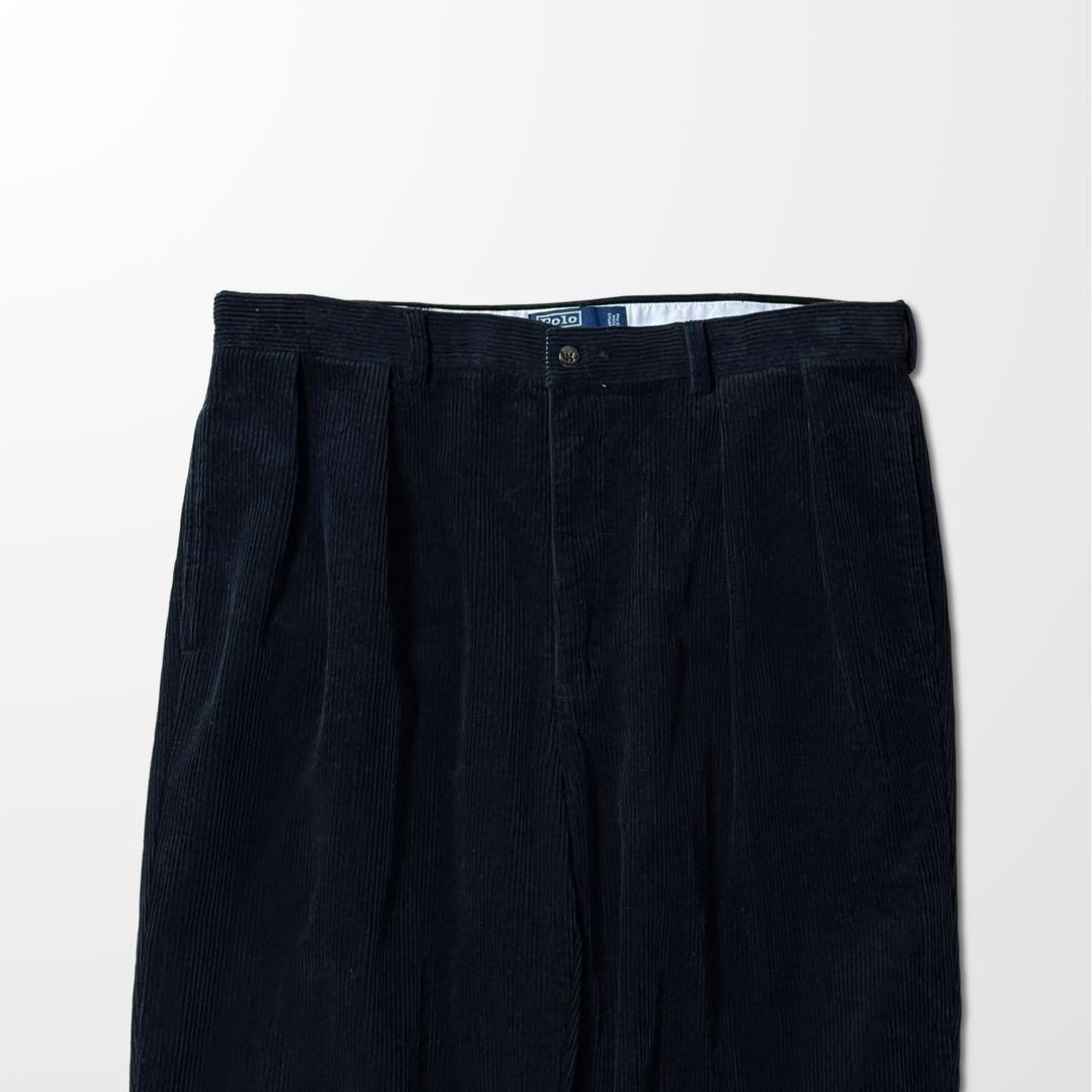 ラルフローレン ANDREW 黒 コーデュロイ パンツ 38 ツータック　古着