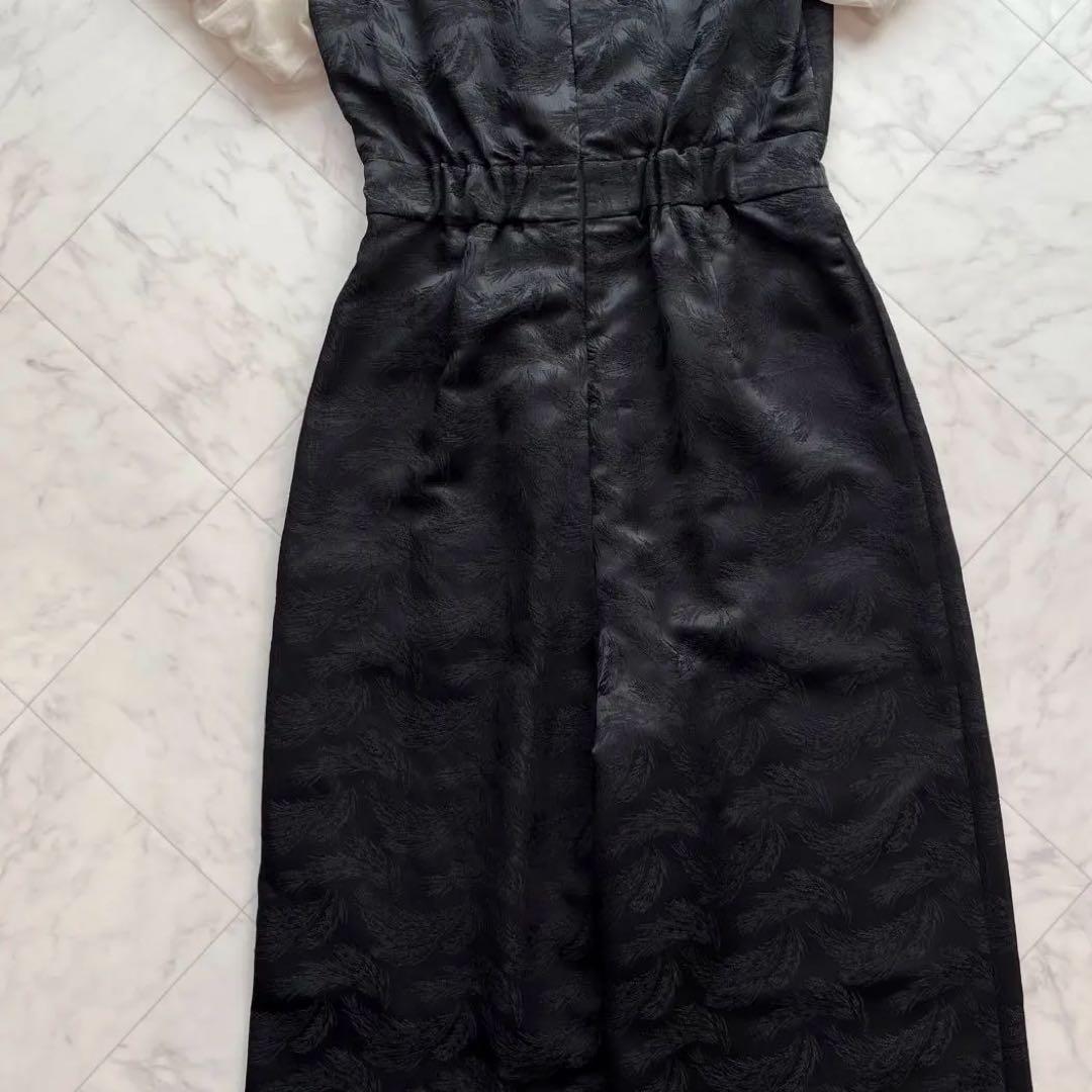 美品✨kana チュール パフスリーブ ワイドパンツオールインワン ブラック　S