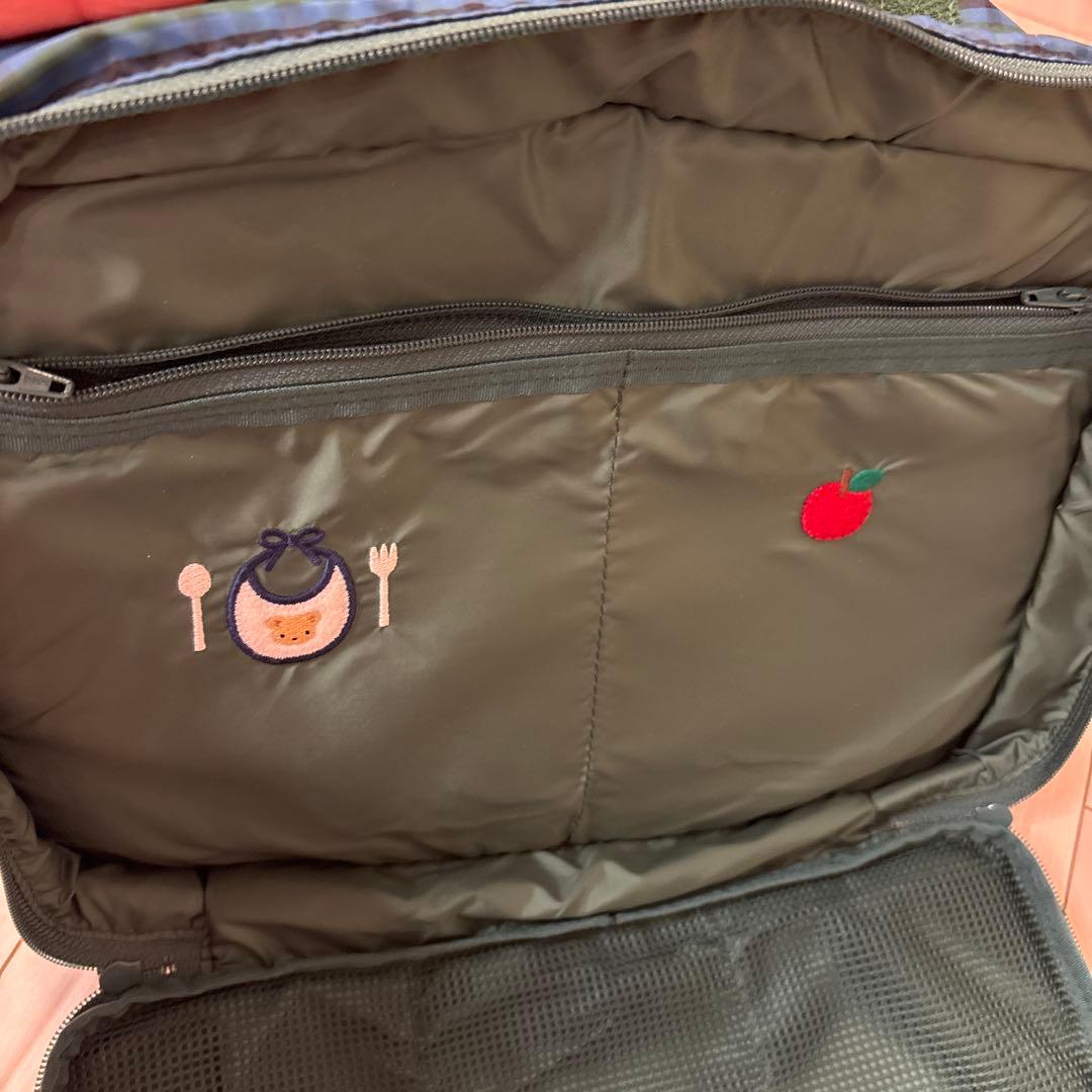 familiar おでかけポーチ　緑チェックXB