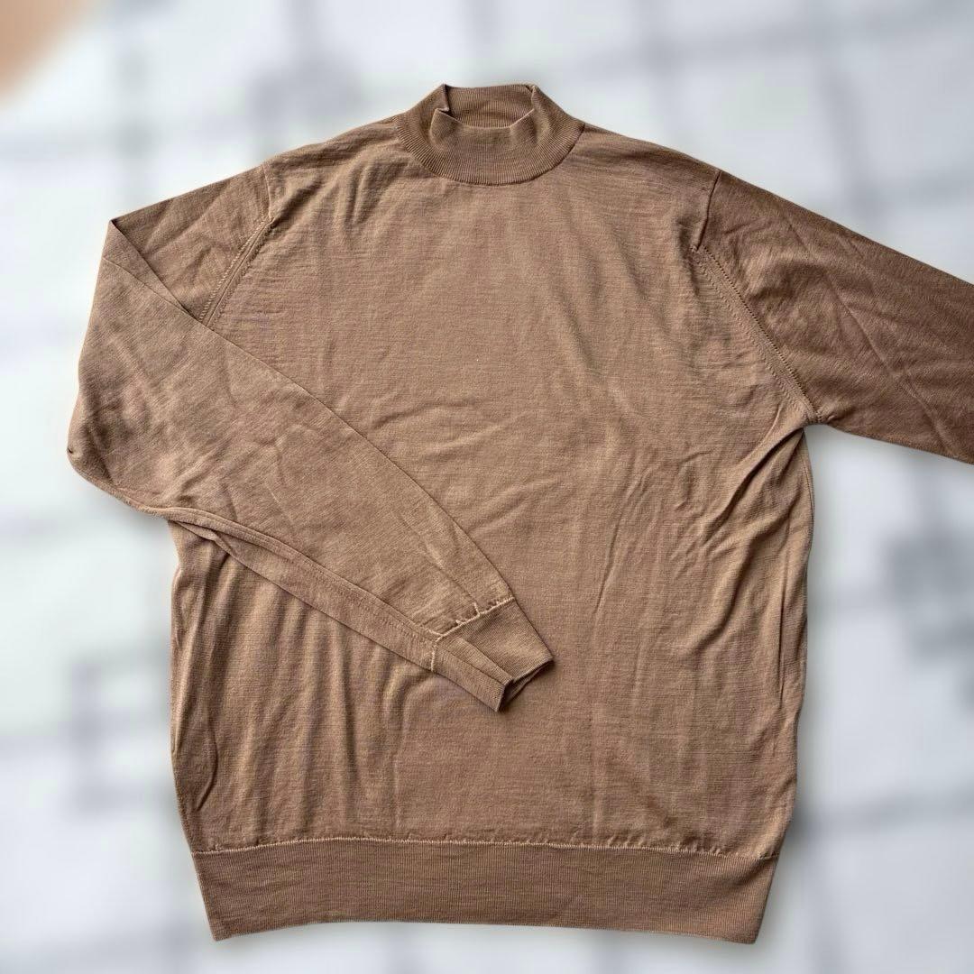 JOHN SMEDLEY メンズウールニット　モックネック　ブラウン