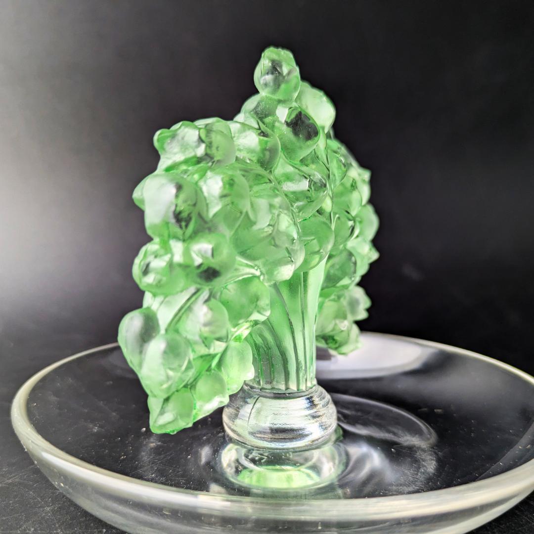 いちりんりんさん専用ルネ・ラリック幸運の鈴蘭ミュゲ緑彩パティナリングディッシュ希