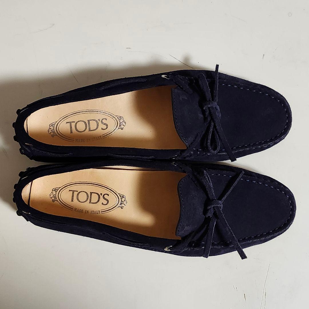 トッズ ドライビングシューズ 37 ネイビー ヌバック ゴンミーニ