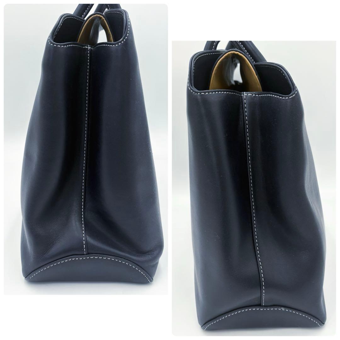 【美品】キタムラ ビジネスバッグ トートバッグ A4収納可 ネイビー 保存袋付