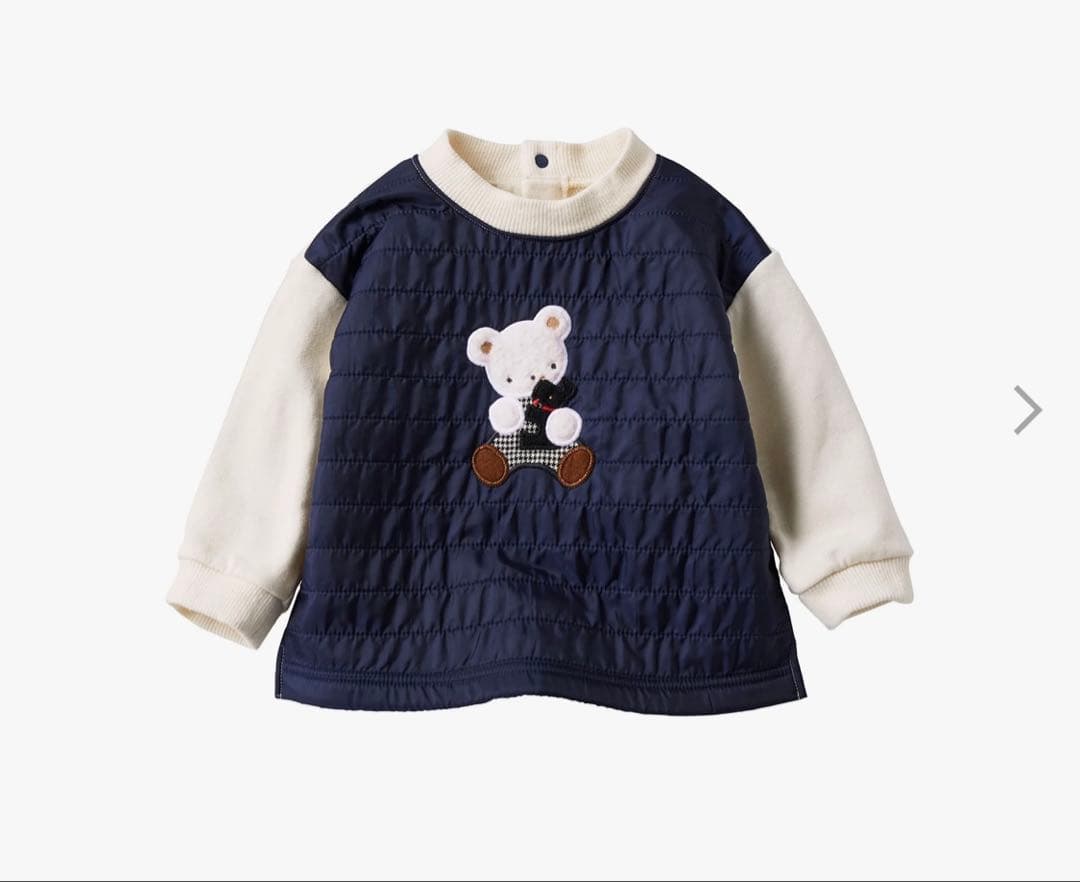 familiar ファミリア　クマ　異素材　長袖トレーナー　100