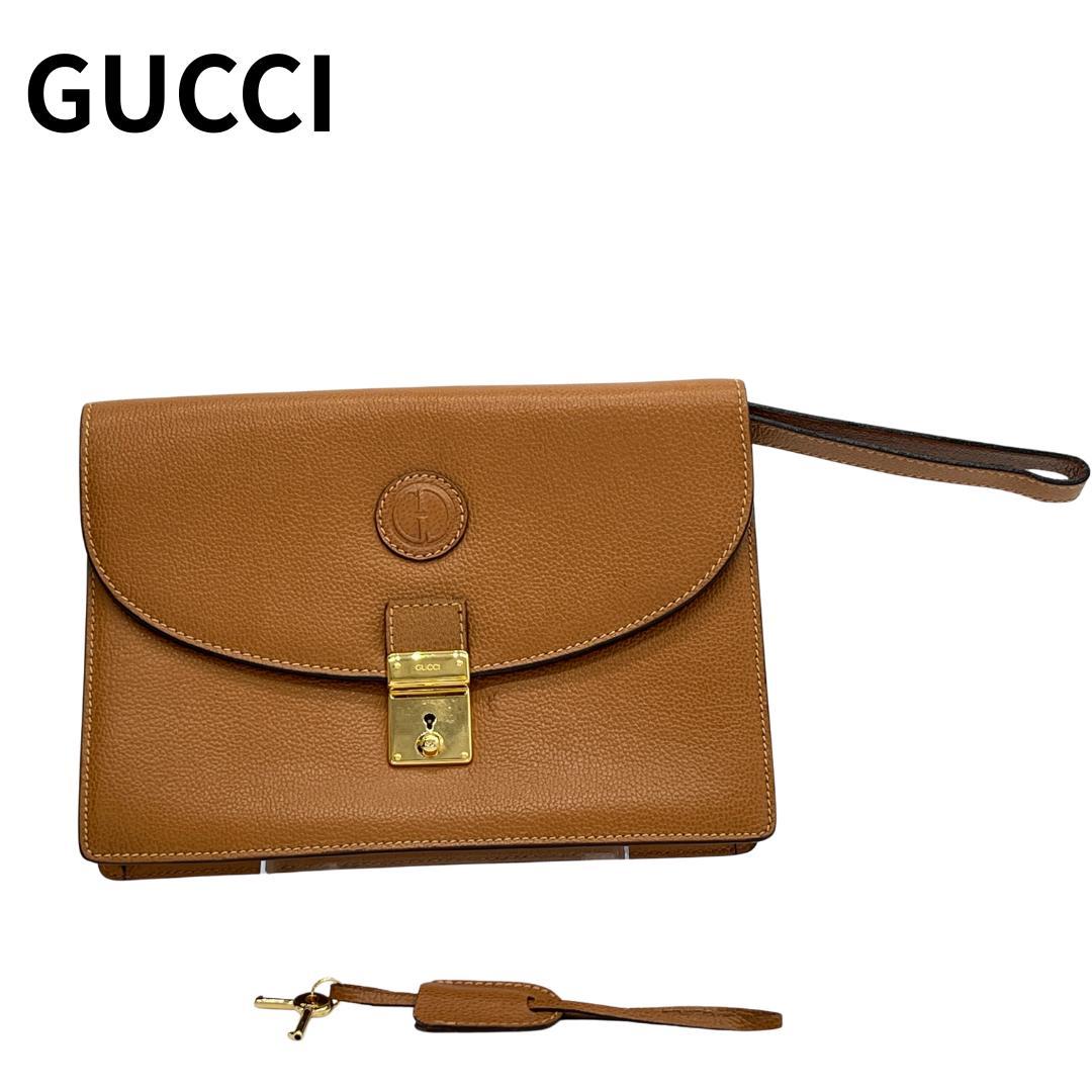 GUCCI グッチ レザー クラッチバッグ 鍵付き