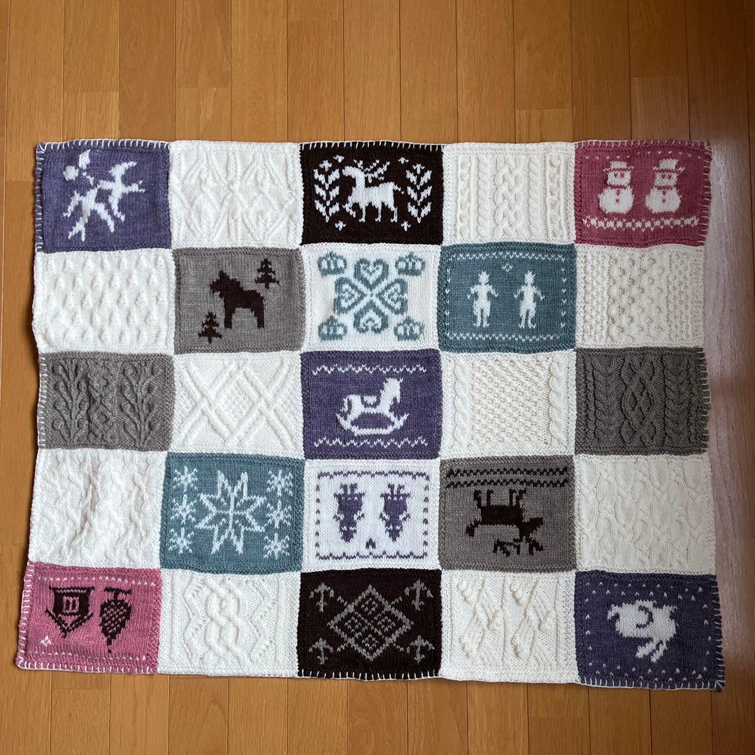 北欧柄のモチーフつなぎブランケット☆ハンドメイド