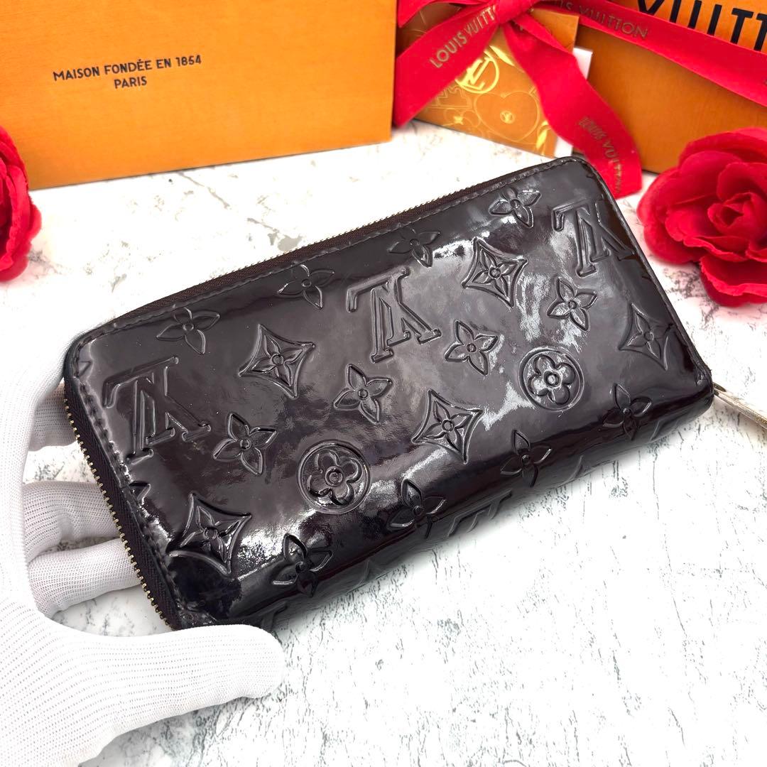 【極美品】 ルイヴィトン モノグラム ヴェルニ アマラント ジッピーウォレット