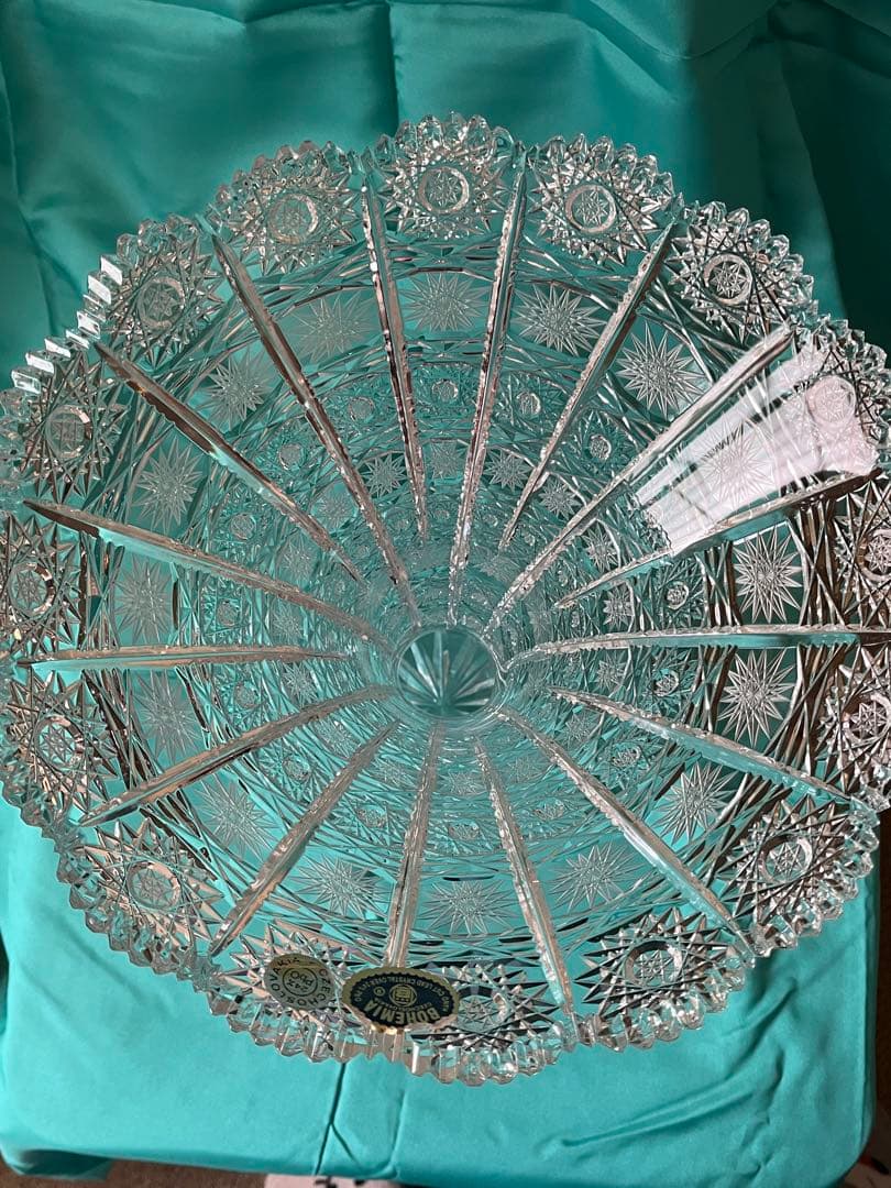 ボヘミアングラス フラワーベース 花瓶　高さ30 （チェコソロバキア製）