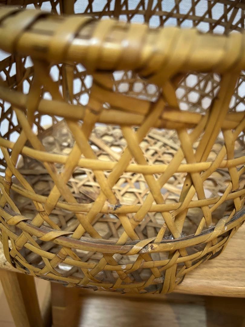 りんごかご　根曲竹　国産　竹籠　持ち手