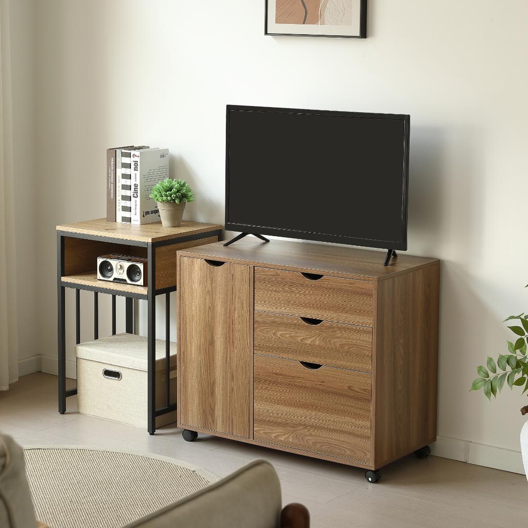 キャビネット 幅80cm 北欧風 サイドボード チェストテレビ台 BROWN