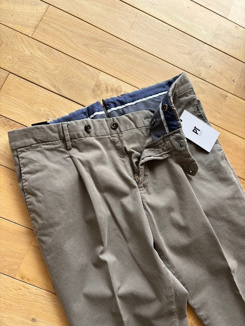 美中古 PTTORINO タックイン チノパンツ 46 グレージュ PT01