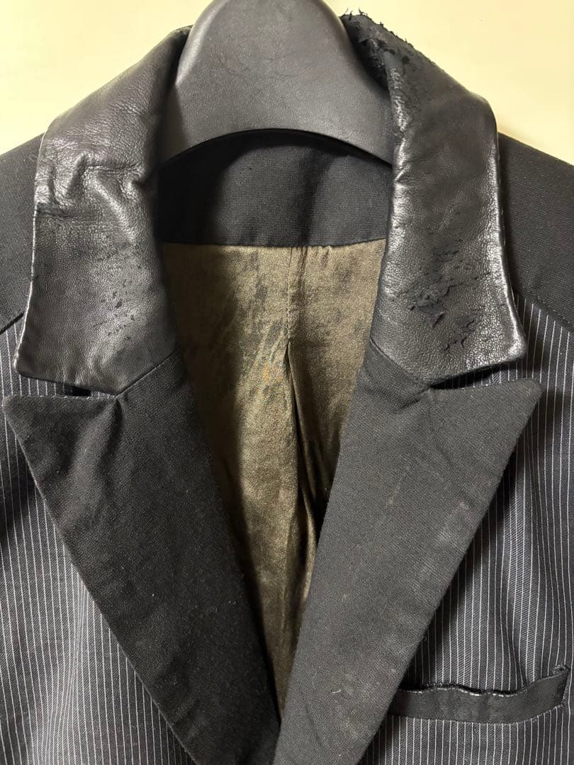 14thaddiction レザー切り替え　テーラードジャケット