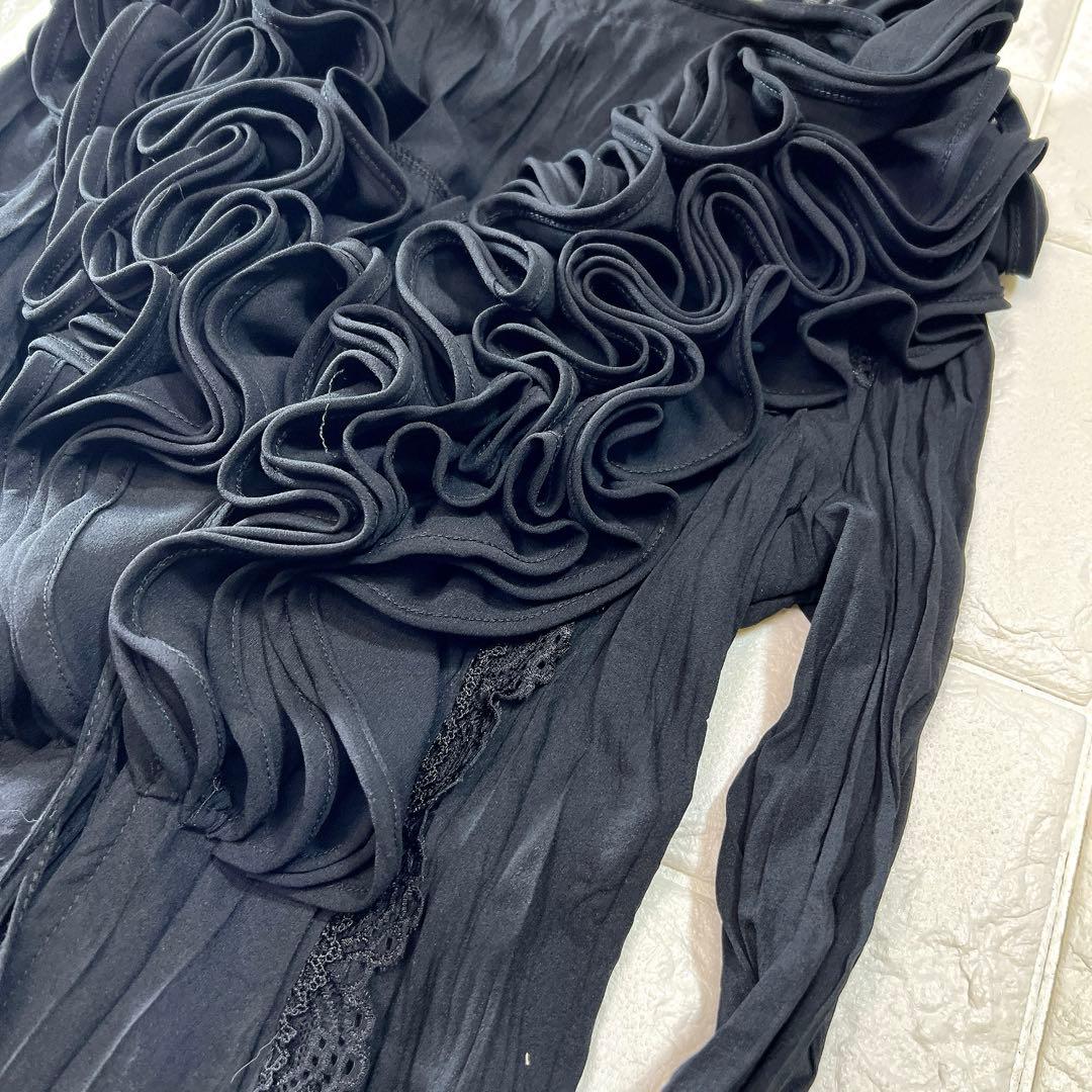 オッズアンジェロ Ozzon フリル レース プリーツ ロングカーディガン